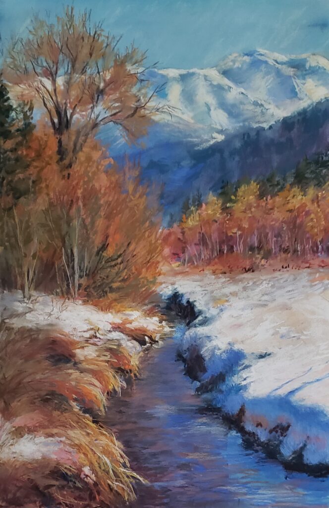 snow winter pastel painting