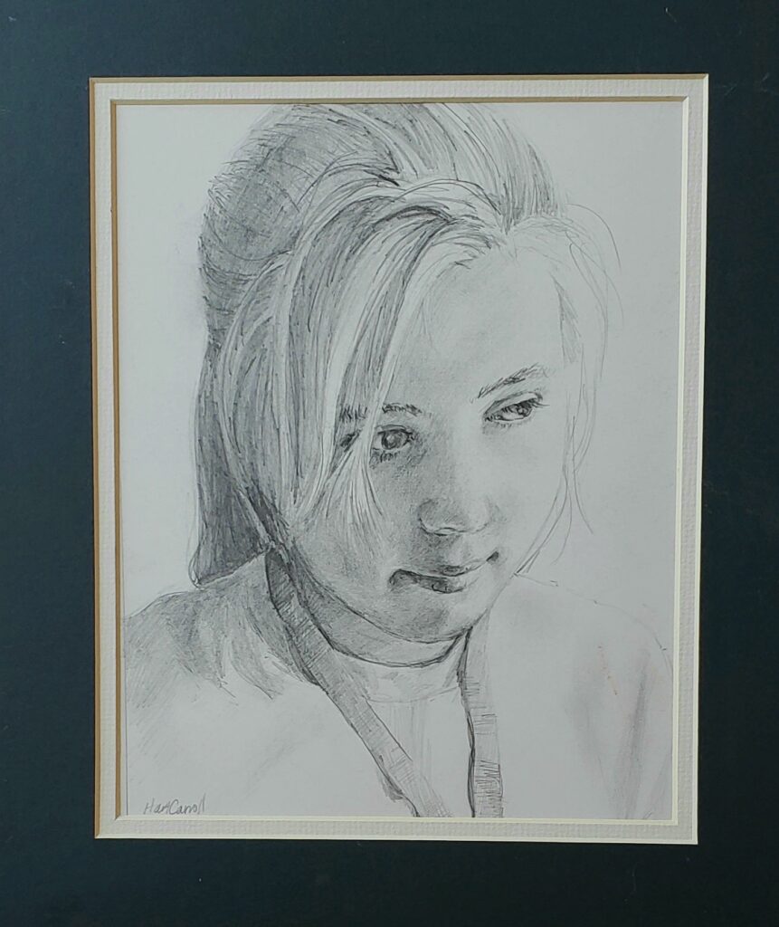 pencil portrait young girl 